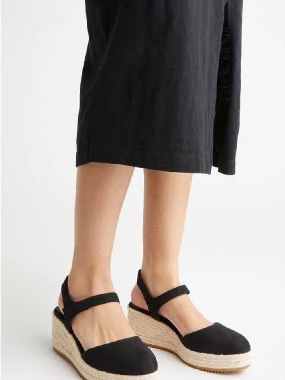 Eileen Fisher Nessa Black Espadrille Wedge Sandal Size 10 - Picture 11 of 11